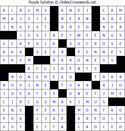 Solution for Crossword Puzzle #3425