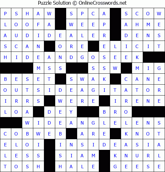 Solution for Crossword Puzzle #3426