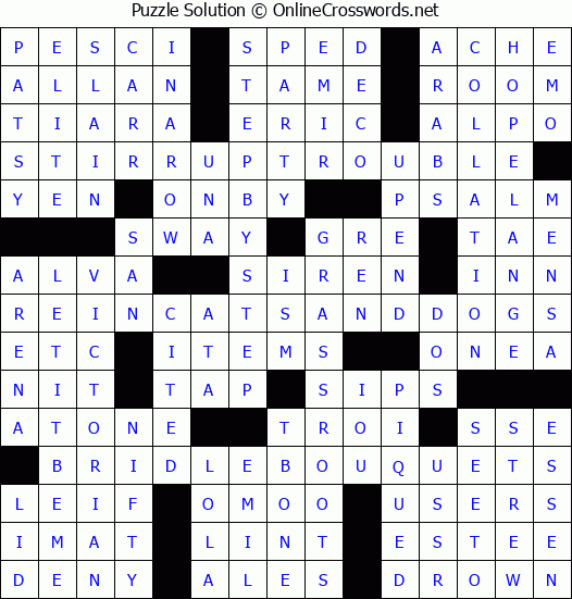 Solution for Crossword Puzzle #3427