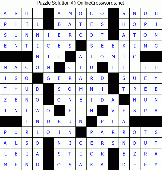Solution for Crossword Puzzle #3428