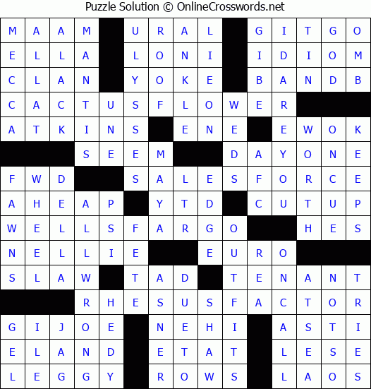 Solution for Crossword Puzzle #3432
