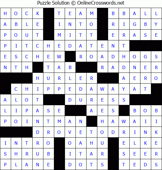 Solution for Crossword Puzzle #3433