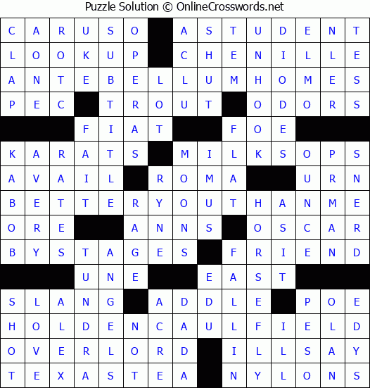 Solution for Crossword Puzzle #3438