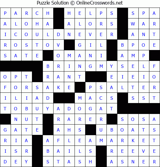Solution for Crossword Puzzle #3440