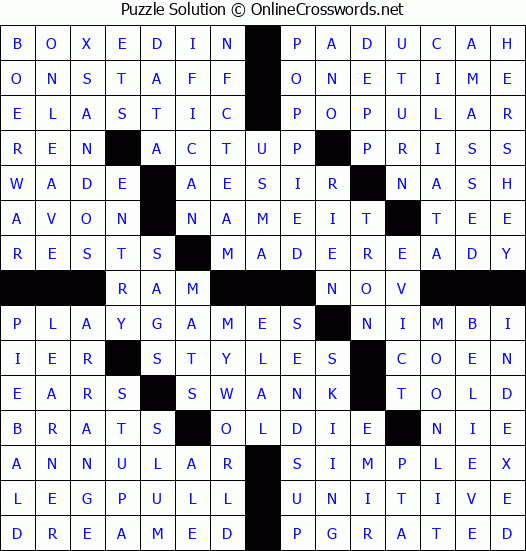 Solution for Crossword Puzzle #3443