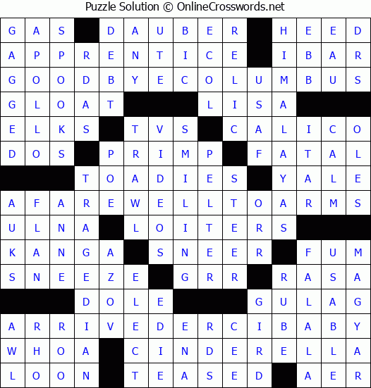 Solution for Crossword Puzzle #3445