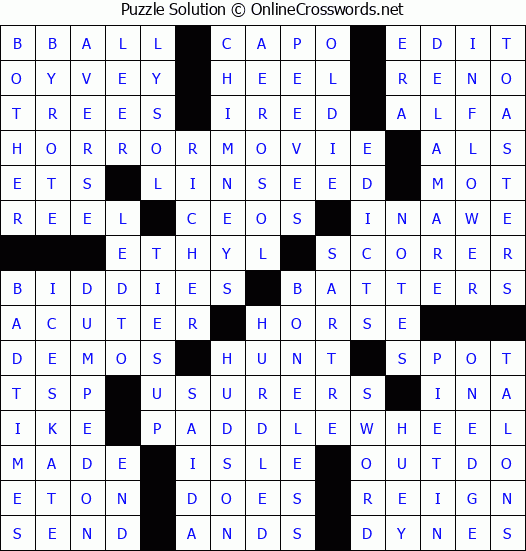 Solution for Crossword Puzzle #3449