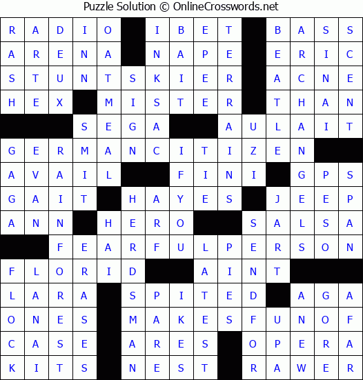Solution for Crossword Puzzle #3451