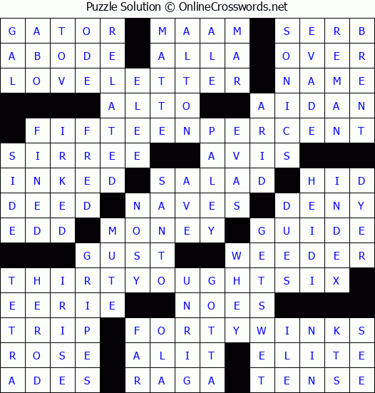 Solution for Crossword Puzzle #3452