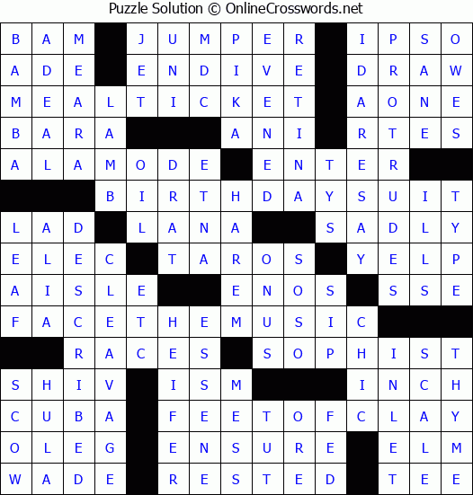 Solution for Crossword Puzzle #3453