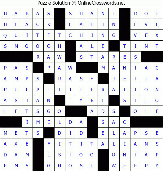 Solution for Crossword Puzzle #3454