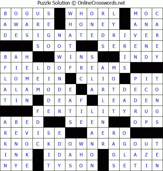 Solution for Crossword Puzzle #3456