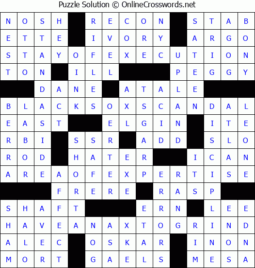 Solution for Crossword Puzzle #3457
