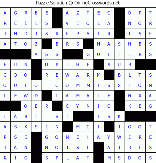 Solution for Crossword Puzzle #3458