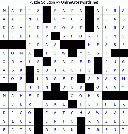 Solution for Crossword Puzzle #3459