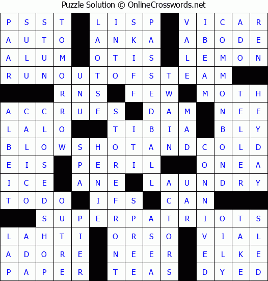 Solution for Crossword Puzzle #3462