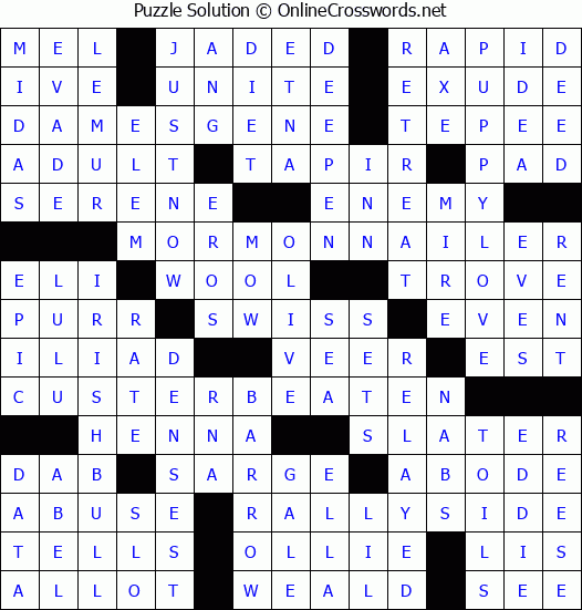 Solution for Crossword Puzzle #3464