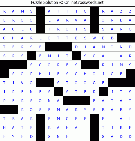 Solution for Crossword Puzzle #3465