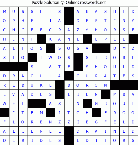 Solution for Crossword Puzzle #3467