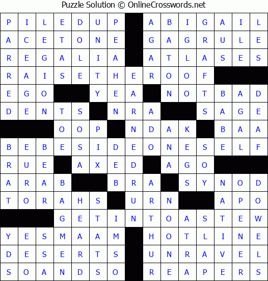 Solution for Crossword Puzzle #3474