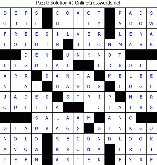 Solution for Crossword Puzzle #3475