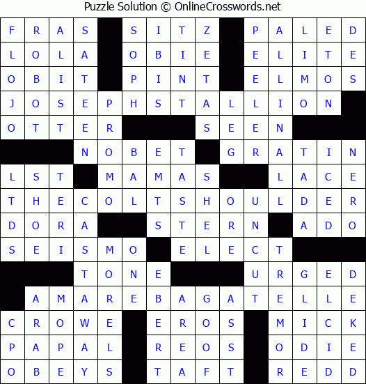 Solution for Crossword Puzzle #3477