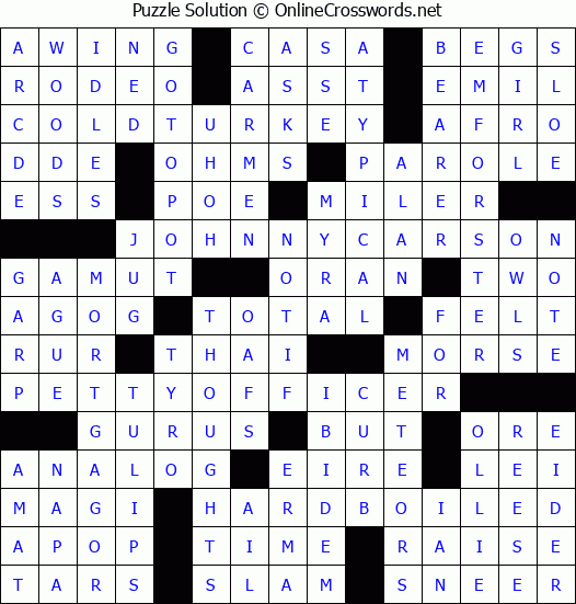 Solution for Crossword Puzzle #3478