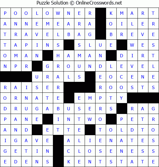 Solution for Crossword Puzzle #3479