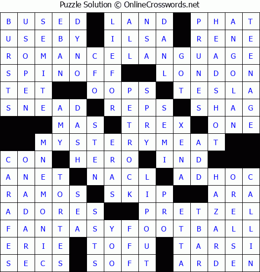 Solution for Crossword Puzzle #3481