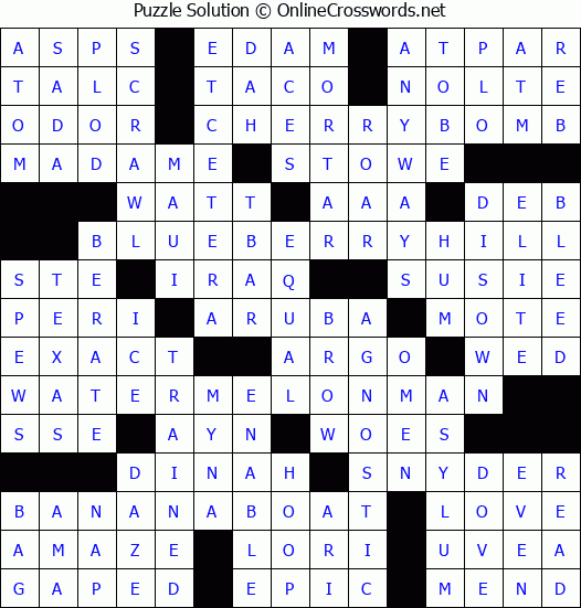Solution for Crossword Puzzle #3484