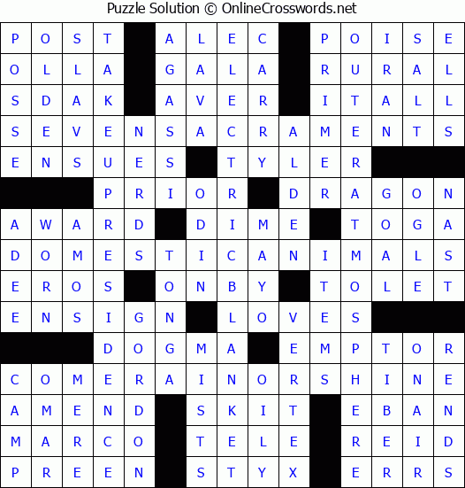 Solution for Crossword Puzzle #3485