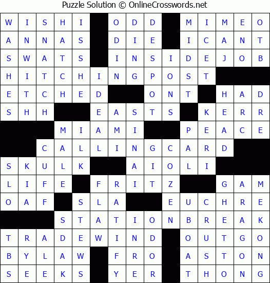 Solution for Crossword Puzzle #3486