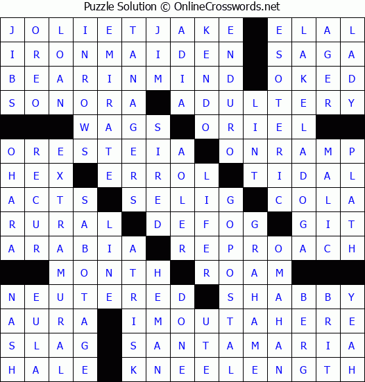 Solution for Crossword Puzzle #3491