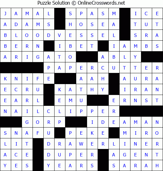 Solution for Crossword Puzzle #3495
