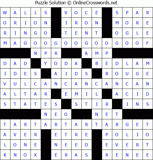 Solution for Crossword Puzzle #3501