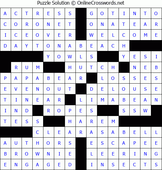 Solution for Crossword Puzzle #3504