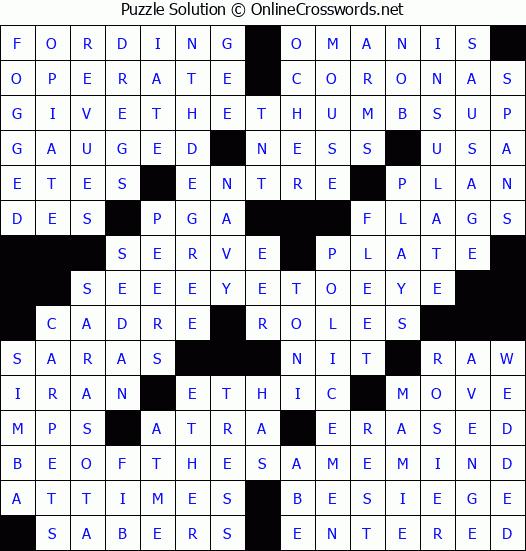 Solution for Crossword Puzzle #3507