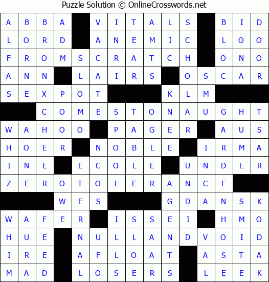 Solution for Crossword Puzzle #3511