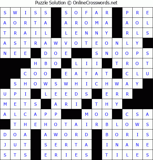 Solution for Crossword Puzzle #3512