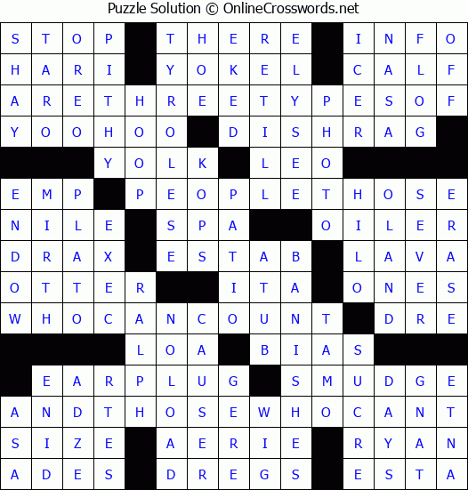 Solution for Crossword Puzzle #3517