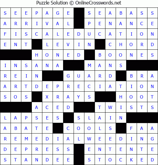 Solution for Crossword Puzzle #3519