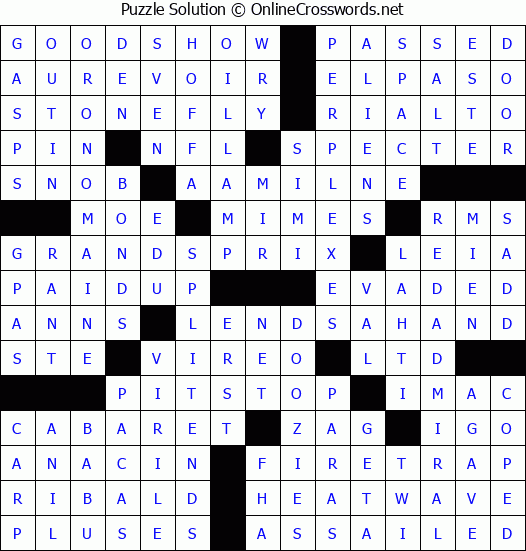 Solution for Crossword Puzzle #3520