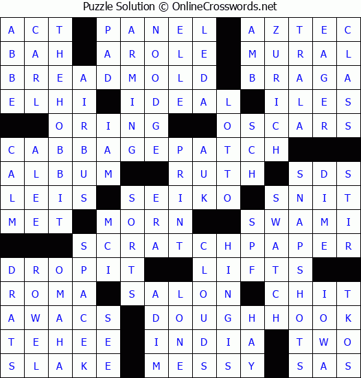 Solution for Crossword Puzzle #3522