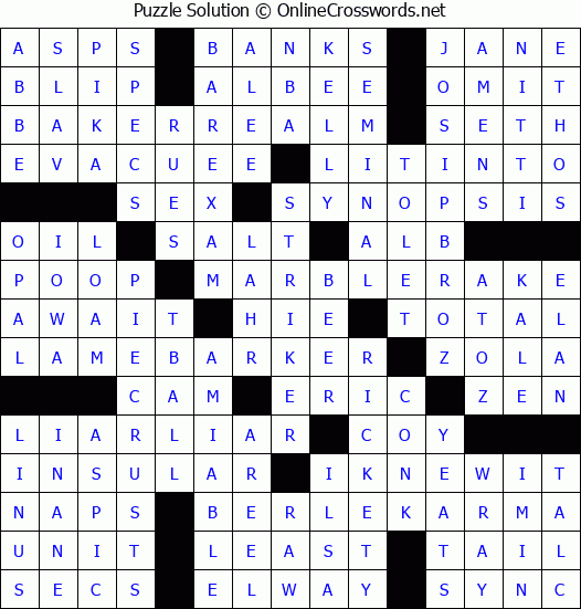 Solution for Crossword Puzzle #3527