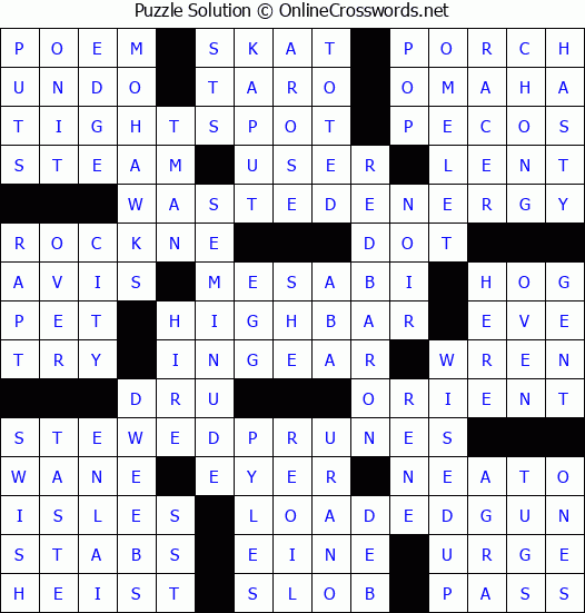 Solution for Crossword Puzzle #3531