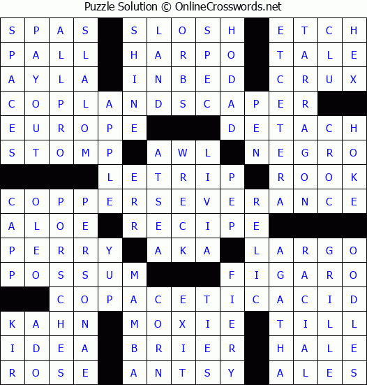 Solution for Crossword Puzzle #3533