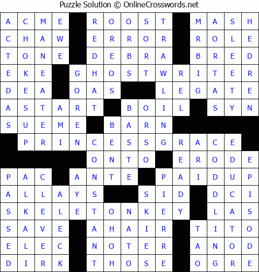 Solution for Crossword Puzzle #3535