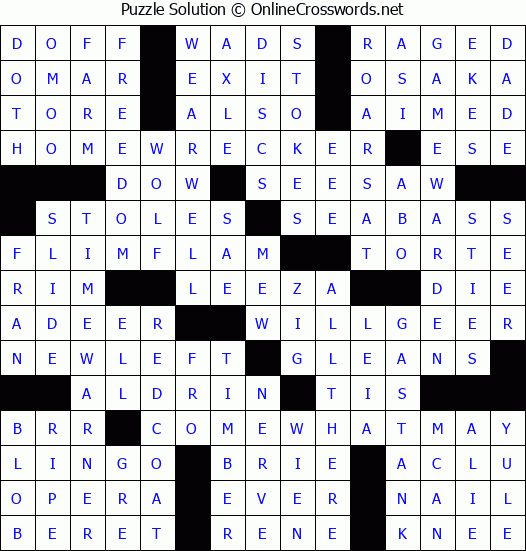 Solution for Crossword Puzzle #3539