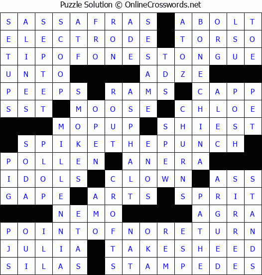 Solution for Crossword Puzzle #3540