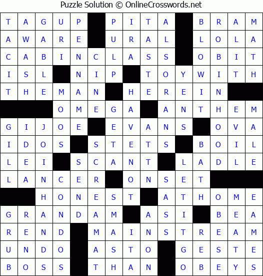Solution for Crossword Puzzle #3543